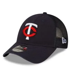 New Era Men's Navy Minnesota Twins 2023 9FORTY Trucker Adjustable Hat