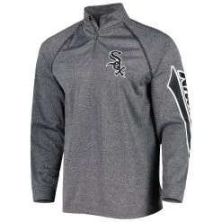 Stitches Men's Heather Gray Chicago White Sox Wordmark Raglan Quarter-Zip Top -Minnesota Twins Shop DSCO1154356198 VNFK ALT2