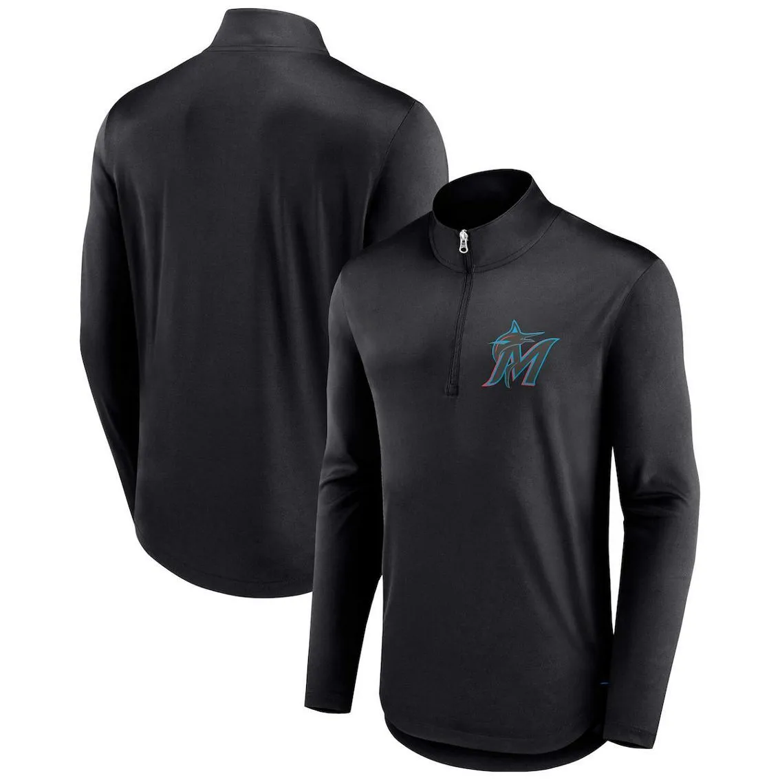 Fanatics Branded Men's Black Miami Marlins Tough Minded Quarter-Zip Jacket 1 Fanatics Branded Men's Black Miami Marlins Tough Minded Quarter-Zip Jacket