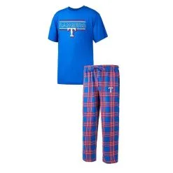 Concepts Sport Men's Royal/Red Texas Rangers Badge T-Shirt & Pants Sleep Set