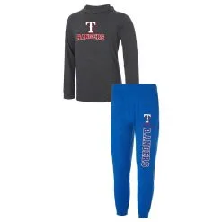 Concepts Sport Men's Heather Royal/Heather Charcoal Texas Rangers Meter Hoodie & Joggers Set