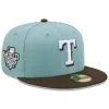 New Era Men's Light Blue/Brown Texas Rangers 2010 World Series Beach Kiss 59FIFTY Fitted Hat