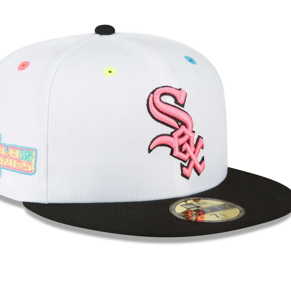 New Era Men's White Chicago White Sox Neon Eye 59FIFTY Fitted Hat 1 New Era Men's White Chicago White Sox Neon Eye 59FIFTY Fitted Hat