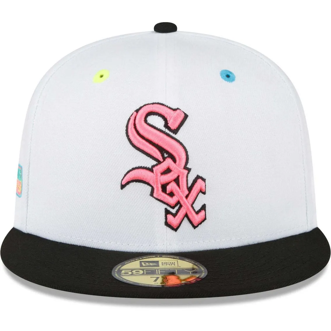 New Era Men's White Chicago White Sox Neon Eye 59FIFTY Fitted Hat 3 New Era Men's White Chicago White Sox Neon Eye 59FIFTY Fitted Hat - Image 3