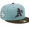 New Era Men's Light Blue/Brown Oakland Athletics 1973 World Series Beach Kiss 59FIFTY Fitted Hat
