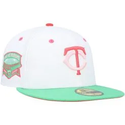 New Era Men's White/Green Minnesota Twins Final Season At HHH Metrodome Watermelon Lolli 59FIFTY Fitted Hat