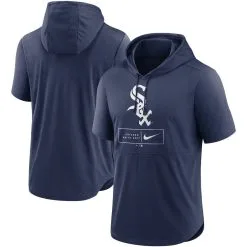 Nike Men's Navy Chicago White Sox Logo Lockup Performance Short-Sleeved Pullover Hoodie