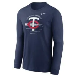 Nike Men's Navy Minnesota Twins Over Arch Long Sleeve T-Shirt -Minnesota Twins Shop DSCO1159503610 1320 ALT2