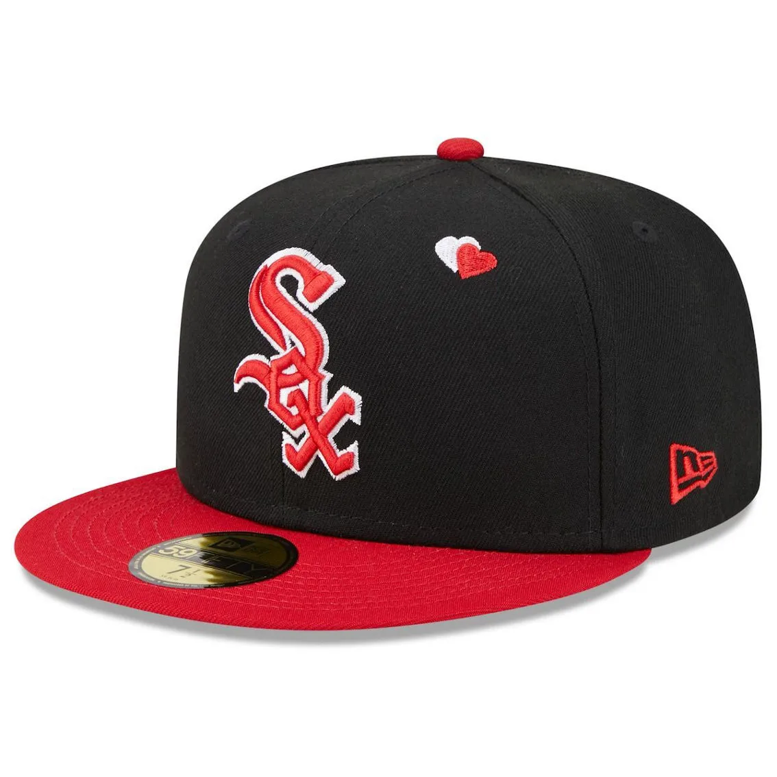 New Era Men's Black/Red Chicago White Sox Heart Eyes 59FIFTY Fitted Hat 2 New Era Men's Black/Red Chicago White Sox Heart Eyes 59FIFTY Fitted Hat - Image 2