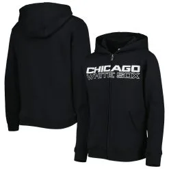 Outerstuff Youth Black Chicago White Sox Wordmark Full-Zip Fleece Hoodie