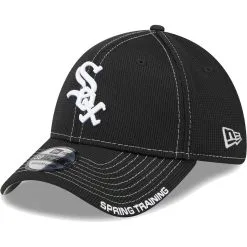 New Era Men's Black Chicago White Sox 2023 Spring Training Mesh 39THIRTY Flex Hat