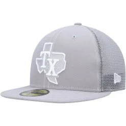 New Era Men's Gray Texas Rangers 2023 On-Field Batting Practice 59FIFTY Fitted Hat