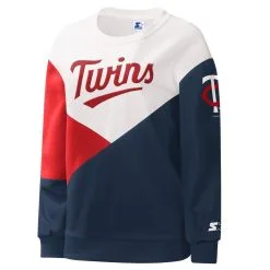 Women's Starter White/Navy Minnesota Twins Shutout Pullover Sweatshirt -Minnesota Twins Shop DSCO1160611493 3550 ALT2