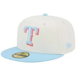 New Era Men's White/Light Blue Texas Rangers Spring Color Two-Tone 59FIFTY Fitted Hat