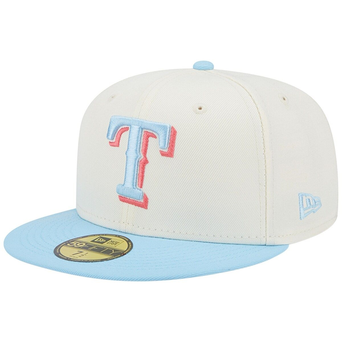 New Era Men's White/Light Blue Texas Rangers Spring Color Two-Tone 59FIFTY Fitted Hat 2 New Era Men's White/Light Blue Texas Rangers Spring Color Two-Tone 59FIFTY Fitted Hat - Image 2