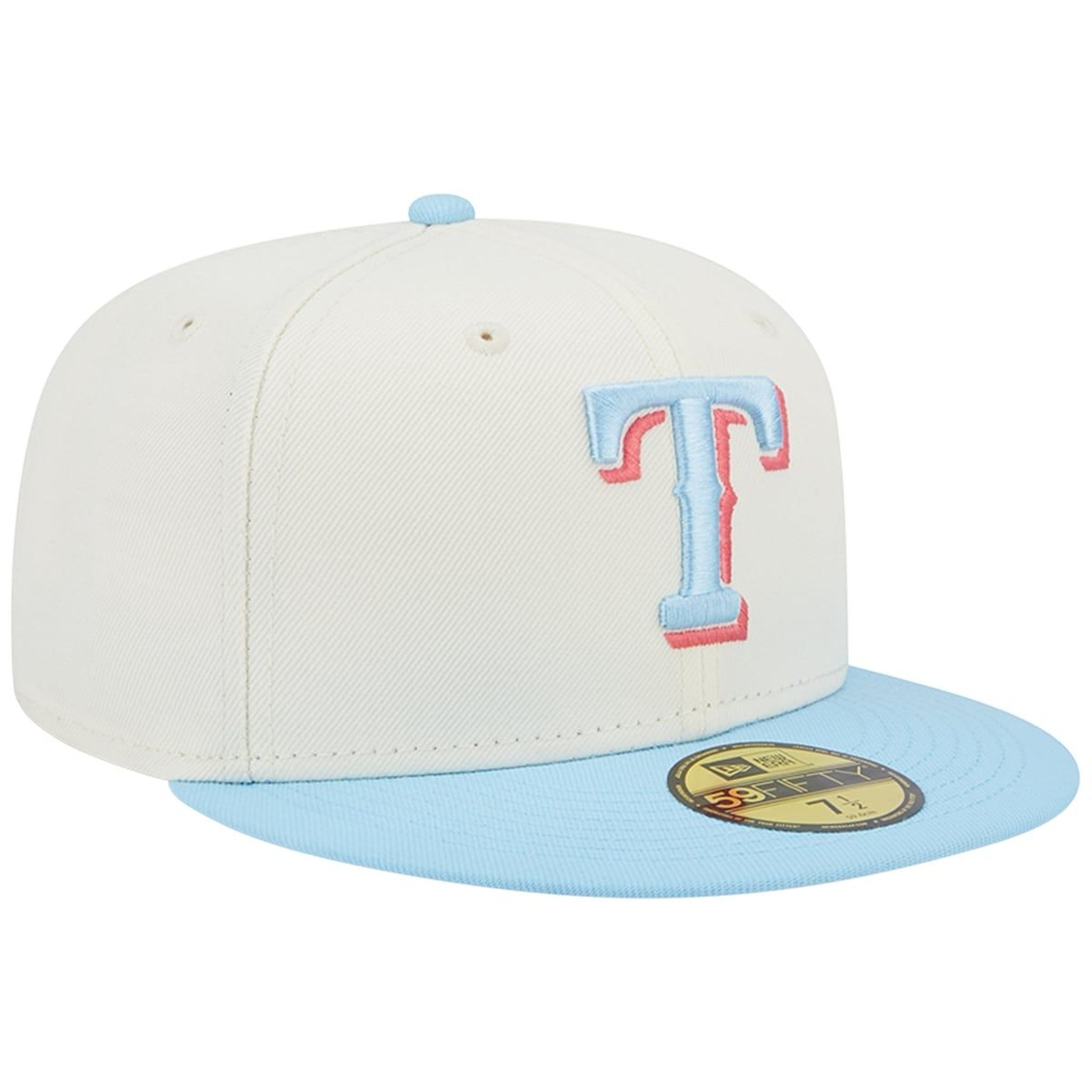 New Era Men's White/Light Blue Texas Rangers Spring Color Two-Tone 59FIFTY Fitted Hat 4 New Era Men's White/Light Blue Texas Rangers Spring Color Two-Tone 59FIFTY Fitted Hat - Image 4