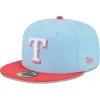 New Era Men's Light Blue/Red Texas Rangers Spring Color Two-Tone 59FIFTY Fitted Hat