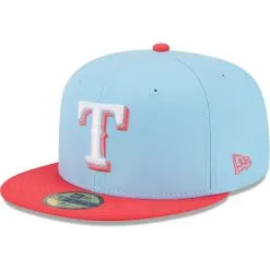 New Era Men's Light Blue/Red Texas Rangers Spring Color Two-Tone 59FIFTY Fitted Hat