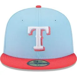 New Era Men's Light Blue/Red Texas Rangers Spring Color Two-Tone 59FIFTY Fitted Hat -Minnesota Twins Shop DSCO1161060459 1191 ALT2