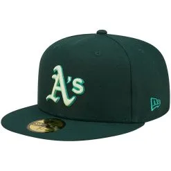 New Era Men's Green Oakland Athletics Monochrome Camo 59FIFTY Fitted Hat
