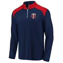 Fanatics Branded Men's Navy/Red Minnesota Twins Iconic Clutch Quarter-Zip Pullover Jacket -Minnesota Twins Shop DSCO1161585895 REDBLU ALT2