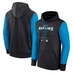 Nike Men's Black/Blue Miami Marlins Authentic Collection Performance Hoodie
