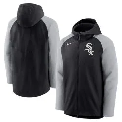 Nike Men's Black/Gray Chicago White Sox Authentic Collection Performance Raglan Full-Zip Hoodie