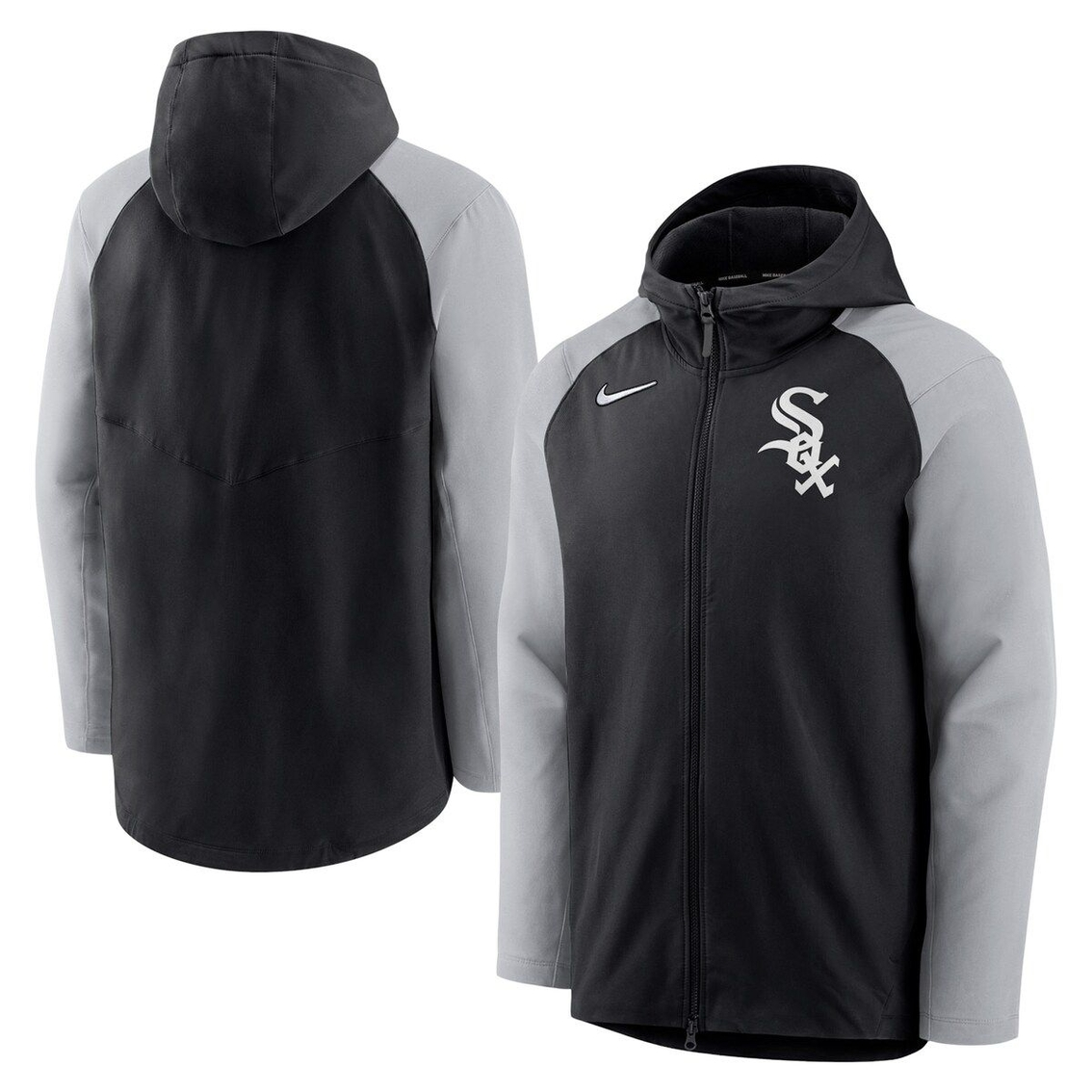 Nike Men's Black/Gray Chicago White Sox Authentic Collection Performance Raglan Full-Zip Hoodie 2 Nike Men's Black/Gray Chicago White Sox Authentic Collection Performance Raglan Full-Zip Hoodie - Image 2