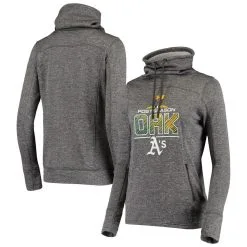 Under Armour Women's Heathered Gray Oakland Athletics 2018 Season Block Plate Tri-Blend Pullover Hoodie