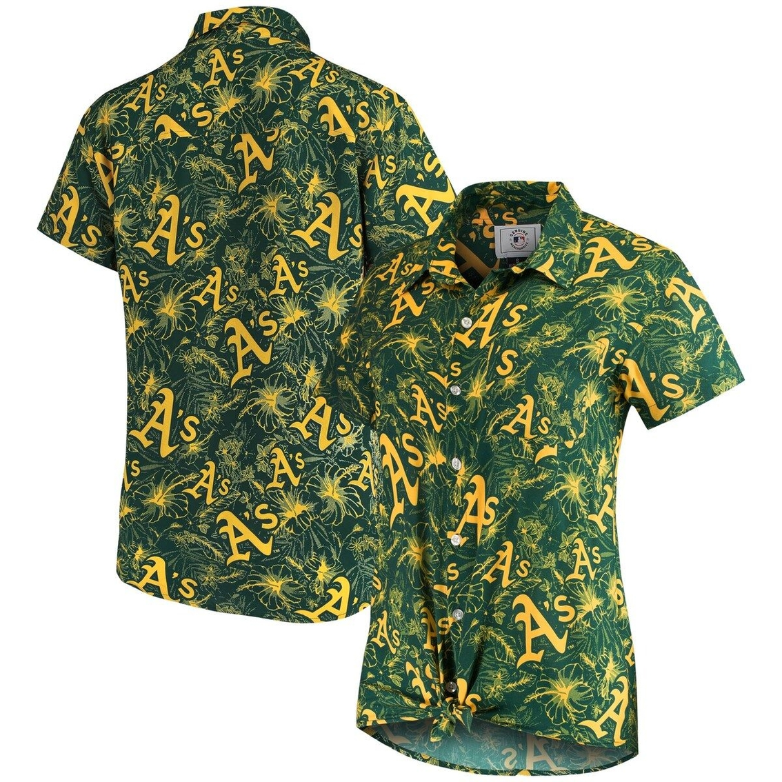 FOCO Women's Green/Gold Oakland Athletics Tonal Print Button-Up Shirt 1 FOCO Women's Green/Gold Oakland Athletics Tonal Print Button-Up Shirt