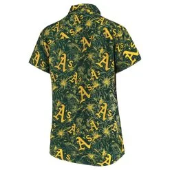 FOCO Women's Green/Gold Oakland Athletics Tonal Print Button-Up Shirt 7 FOCO Women's Green/Gold Oakland Athletics Tonal Print Button-Up Shirt -Minnesota Twins Shop DSCO1161609858 2041 ALT3