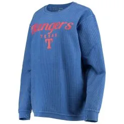 G-III 4Her By Carl Banks Women's Royal Texas Rangers Comfy Cord Pullover Sweatshirt -Minnesota Twins Shop DSCO1161614590 1350 ALT2