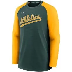 Nike Men's Green/Gold Oakland Athletics Authentic Collection Pregame Performance Raglan Pullover Sweatshirt -Minnesota Twins Shop DSCO1161615410 2041 ALT2