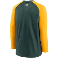 Nike Men's Green/Gold Oakland Athletics Authentic Collection Pregame Performance Raglan Pullover Sweatshirt -Minnesota Twins Shop DSCO1161615410 2041 ALT3