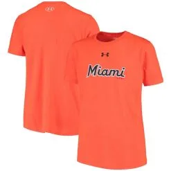 Under Armour Youth Orange Miami Marlins Wordmark Performance T-Shirt