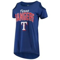 G-III 4Her By Carl Banks Women's Royal Texas Rangers Clear The Bases Cold Shoulder T-Shirt