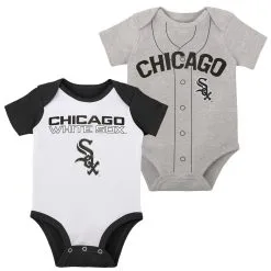 Outerstuff Infant White/Heather Gray Chicago White Sox Two-Pack Little Slugger Bodysuit Set