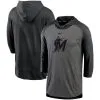 Nike Men's Black Miami Marlins Authentic Collection 3/4-Sleeve Flux Performance Pullover Hoodie