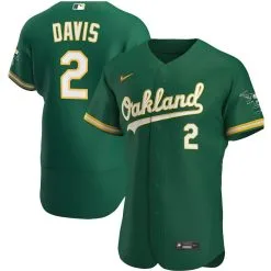 Nike Men's Khris Davis Kelly Green Oakland Athletics Alternate Authentic Player Jersey