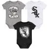 Outerstuff Newborn & Infant Heather Gray/Black/White Chicago White Sox Minor League Player Three-Pack Bodysuit Set