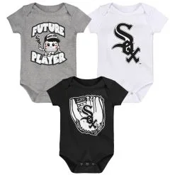 Outerstuff Newborn & Infant Heather Gray/Black/White Chicago White Sox Minor League Player Three-Pack Bodysuit Set